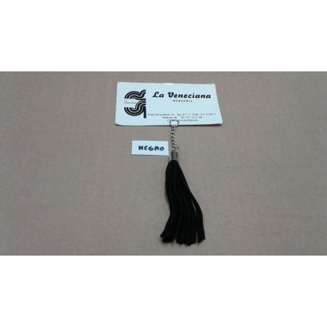 BORLA NEGRA 8 CM ANTELINA CADENA PLATA