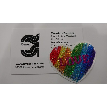 APLICACION CORAZON LENTEJUELA TERMOADHESIVA