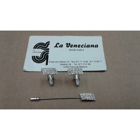 JUEGO DE DOS GEMELOS Y AGUJA DE CORBATA