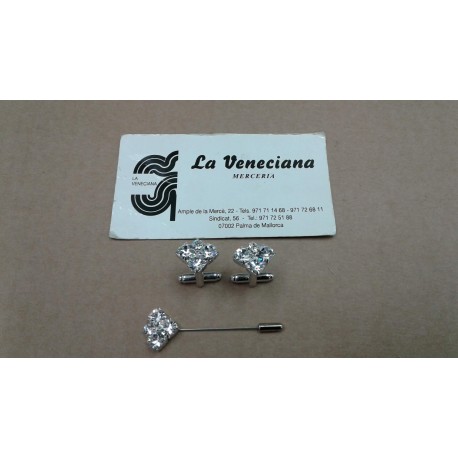 JUEGO DE DOS GEMELOS Y AGUJA DE CORBATA