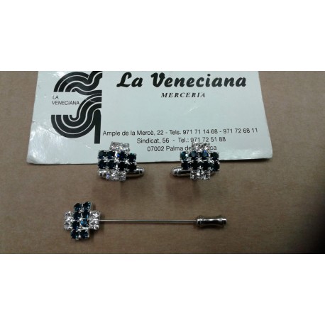 JUEGO DE DOS GEMELOS Y AGUJA DE CORBATA
