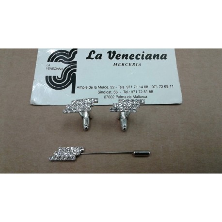 JUEGO DE DOS GEMELOS Y AGUJA DE CORBATA