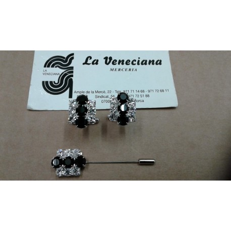 JUEGO DE DOS GEMELOS Y AGUJA DE CORBATA