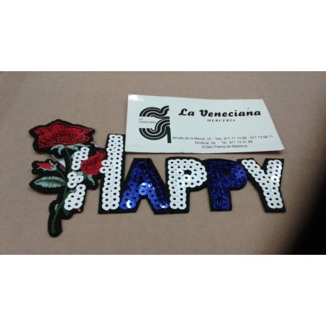 APLICACION TERMOADHESIVA HAPPY APROX 13*6 CM