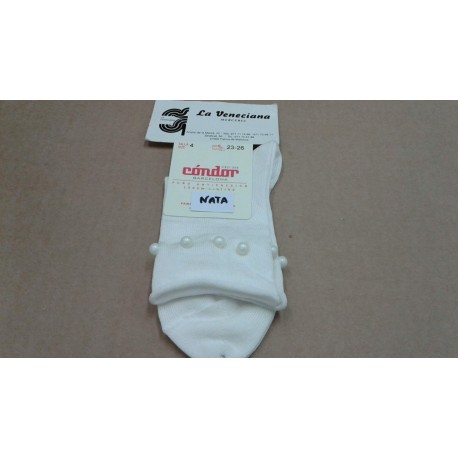CALCETÍN TOBILLERO PUÑO PUNTILLA CON PERLAS    2489/6