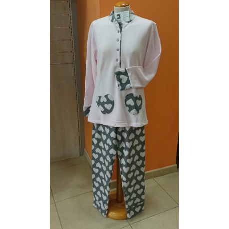 PIJAMA SEÑORA BOLSILLOS CORAZONES