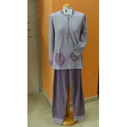 PIJAMA SÑRA LISTADO CON ESTAMPADOS