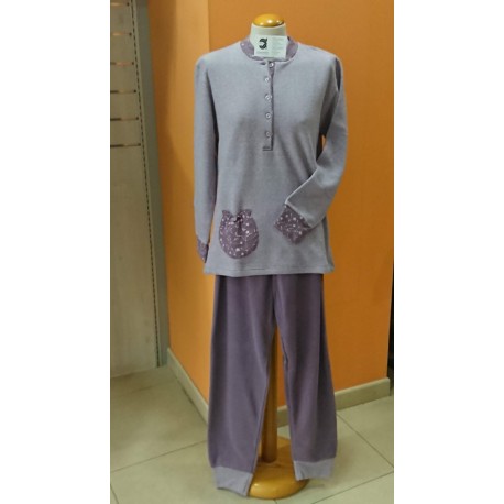 PIJAMA SÑRA LISTADO CON ESTAMPADOS