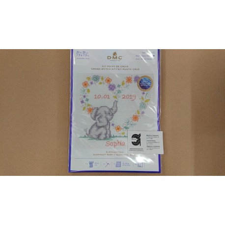 KIT PUNTO DE CRUZ PARA BEBE ELEFANTE