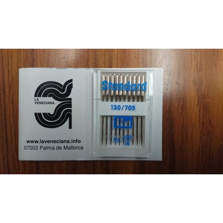 10 AGUJAS MAQUINA Nº 100/16 TRONCO PLANO APROX 10 MM