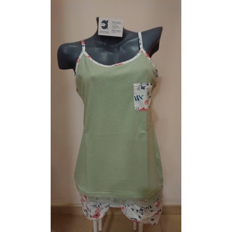 PIJAMA MUJER TIRANTES ESTAMPADO 100% ALGODON