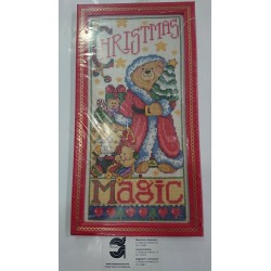 KIT PUNTO DE CRUZ 12*30 CM  CHRISTMAS MAGIC CON MARCO DE MADERA