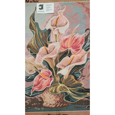 CAÑAMAZO  MEDIO PUNTO 45*60 CM FLORES LIRIOS