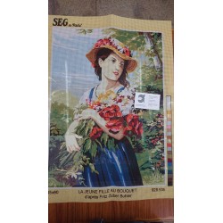 CAÑAMAZO  MEDIO PUNTO 45*60 CM CHICA CON FLORES