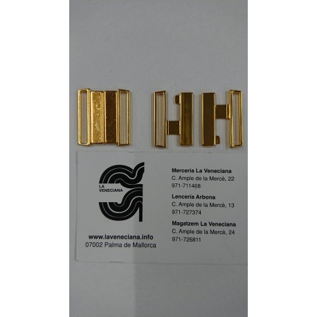 BROCHE METAL CORSETERO PARA BIKINIS DE 25 MM DORADO