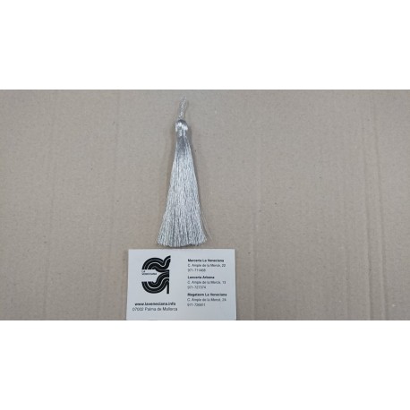 BORLA METALIZADA PLATA DE 10 CM