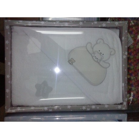 TOALLA BEBE BAÑO OSITO 100*100 CM  100% ALGODON PARA BORDAR