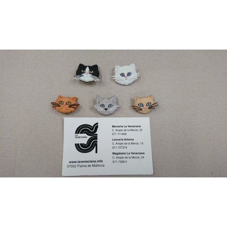 BOTON DECORATIVO GATOS  4 U.