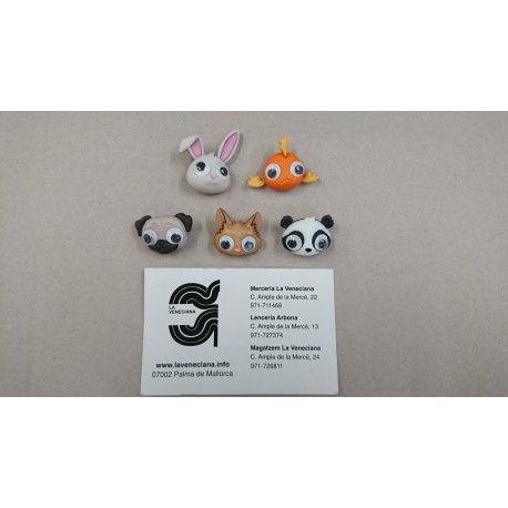 BOTON DECORATIVO ANIMALES  5 U.
