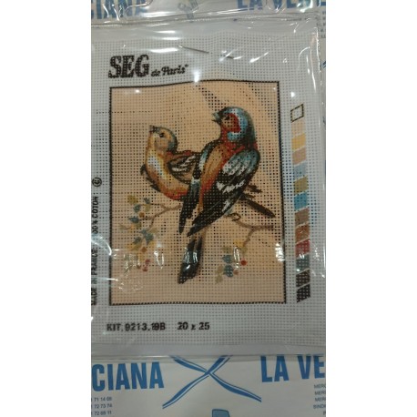 KIT PAJAROS DE MEDIO PUNTO  20*25 CM CONTIENE AGUJA E HILOS