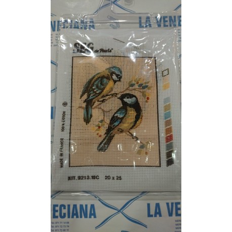 KIT PAJAROS DE MEDIO PUNTO  20*25 CM CONTIENE AGUJA E HILOS