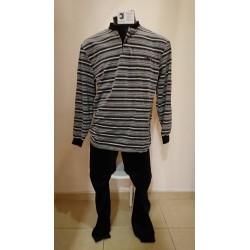 PIJAMA HOMBRE RAYAS GRISES Y GRANATES