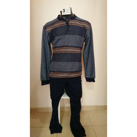 PIJAMA HOMBRE RAYAS MARINO DELANTERO