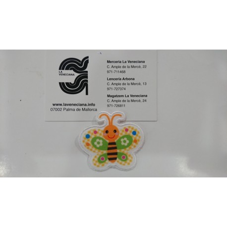 APLICACION BORDADA INFANTIL MARIPOSA TERMOADHESIVO 4*5 CM