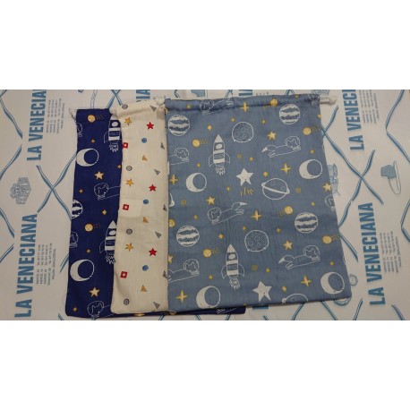 BOLSA MERIENDA ESPACIO 23*29 CM 100% ALGODÓN