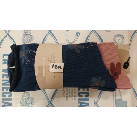 CALCETÍN MUJER SIN PUÑO PACK DE 2 ALGODÓN FANTASÍA