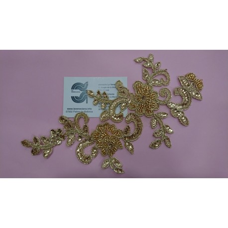 APLIQUE BORDADO METALIZADO APROX 24*13 CM