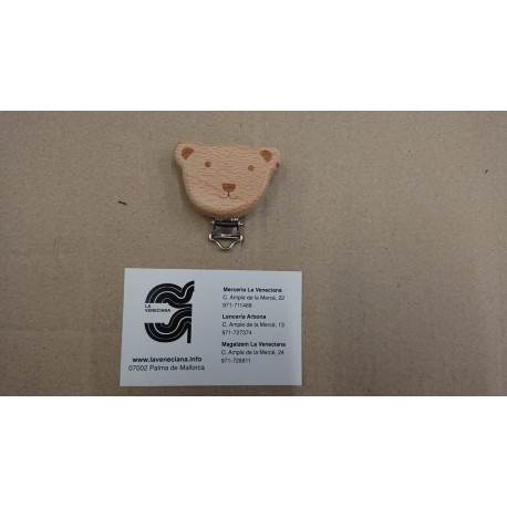 PINZA NIQUEL CON OSO MADERA APROX. 5*3 CM