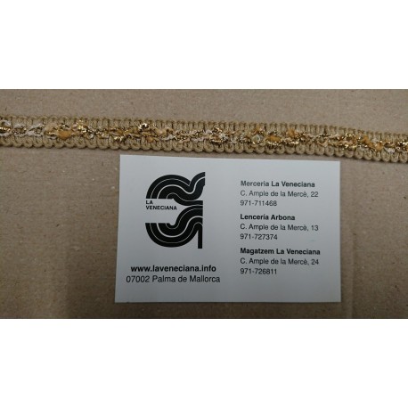 GALON METALIZADO FANTASIA DORADO 1 CM
