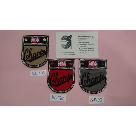 APLICACION ESCUDO CHAMPS 15*6.5 CM TERMOADHESIVA
