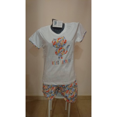 PIJAMA MUJER MANGA CORTA    100% ALGODON