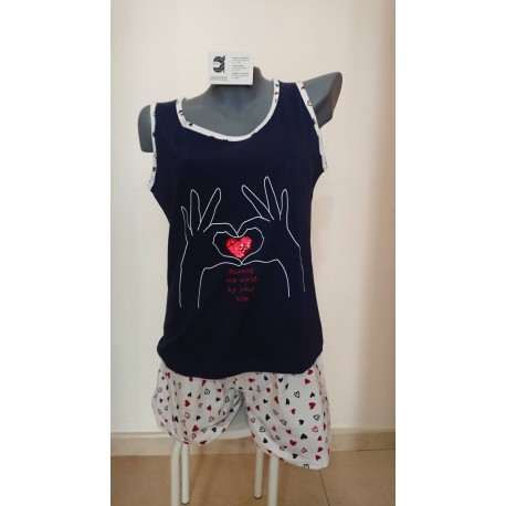 PIJAMA TIRANTES CORAZON    100% ALGODON