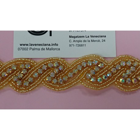 GALON ROCALLA Y STRASS DE 3 CM