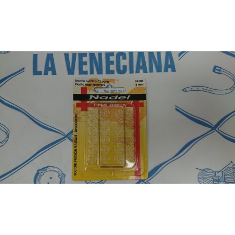 BROCHE DE PLASTICO TRNSPARENTES 8 MM 12 U