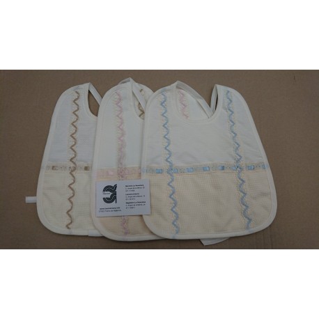 BABERO PUNTO DE CRUZ 25*21 CM CRUDO CON PASACINTAS