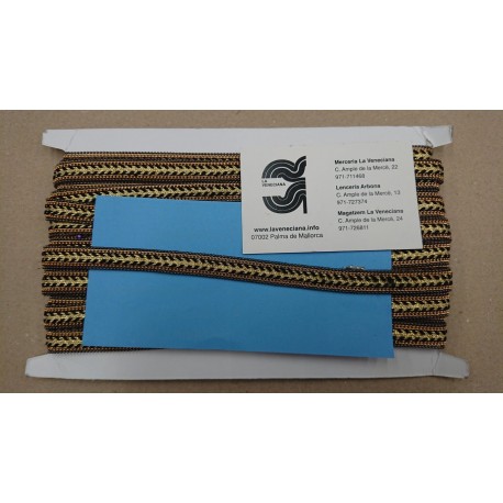 GALON TERMOADHESIVO CADENAS DE 1.2 CM ORO-NEGRO