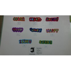APLICACION HAPPY, LOVE ...  7*2 CM TERMOADHESIVA