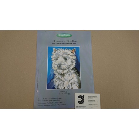 KIT CAÑAMAZO 25*25  PERRO CONTIENE AGUJA E HILOS