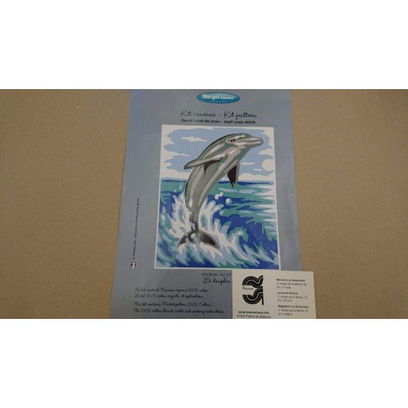 KIT CAÑAMAZO 25*25  DELFIN CONTIENE AGUJA E HILOS