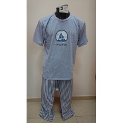 PIJAMA HOMBRE PANTALON LARGO MANGA CORTA