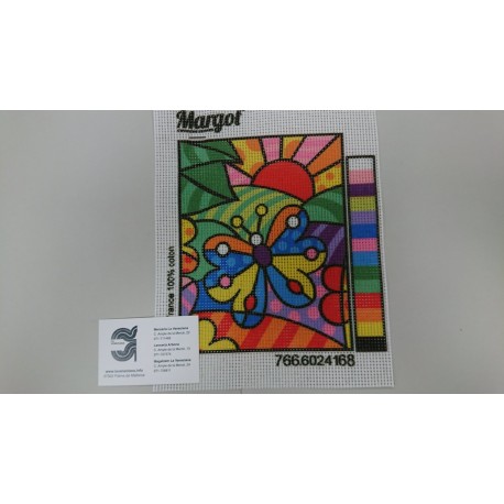 KIT CAÑAMAZO 25*25  MARIPOSA CONTIENE AGUJA E HILOS