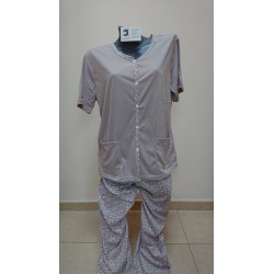 PIJAMA MUJER PIERNA LARGA M/C ABIERTO 50% ALG 50% POL