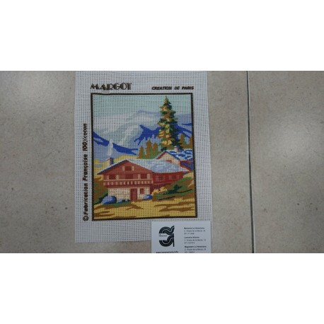KIT CAÑAMAZO  PAISAJE MONTAÑA 25*25   CONTIENE AGUJA E HILOS