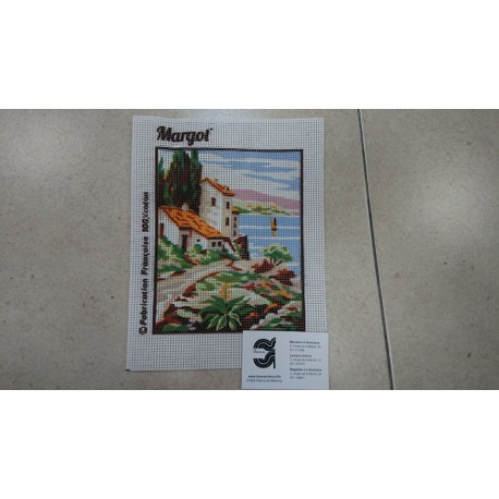 KIT CAÑAMAZO PAISAJE COSTA  25*25   CONTIENE AGUJA E HILOS