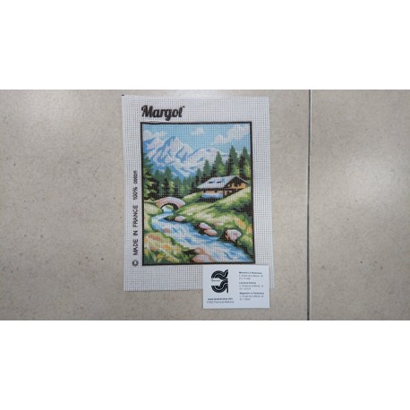 KIT CAÑAMAZO PAISAJE RIO 25*25   CONTIENE AGUJA E HILOS
