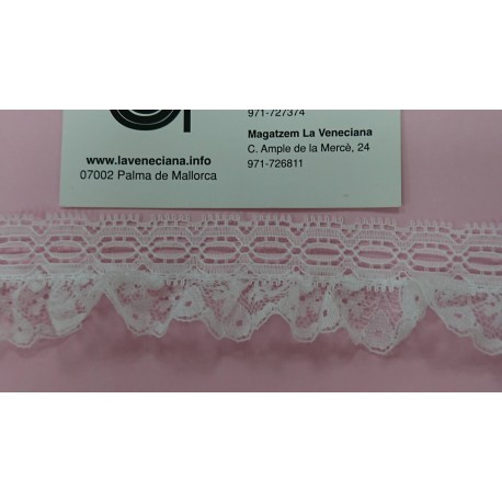 PUNTILLA FRUNCIDA CON PASACINTAS 3 CM